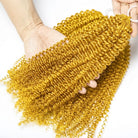 Kinky Curly Hair Bundles / Feather Hair Extensions — 100% Virgin Human Hair / Yellow LINKTOWIG