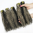Kinky Curly Luxury Natural Hair Weft – 100% Virgin Human Hair / Wig Black and grey blended highlights LINKTOWIG