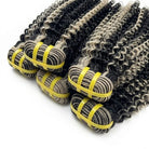 Kinky Curly Luxury Natural Hair Weft – 100% Virgin Human Hair / Wig Black and grey blended highlights LINKTOWIG