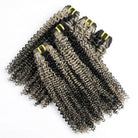 Kinky Curly Luxury Natural Hair Weft – 100% Virgin Human Hair / Wig Black and grey blended highlights LINKTOWIG