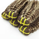 Kinky Curly Luxury Natural Hair Weft – 100% Virgin Human Hair / Wig Brown Mix Platinum Blonde Highlights LINKTOWIG