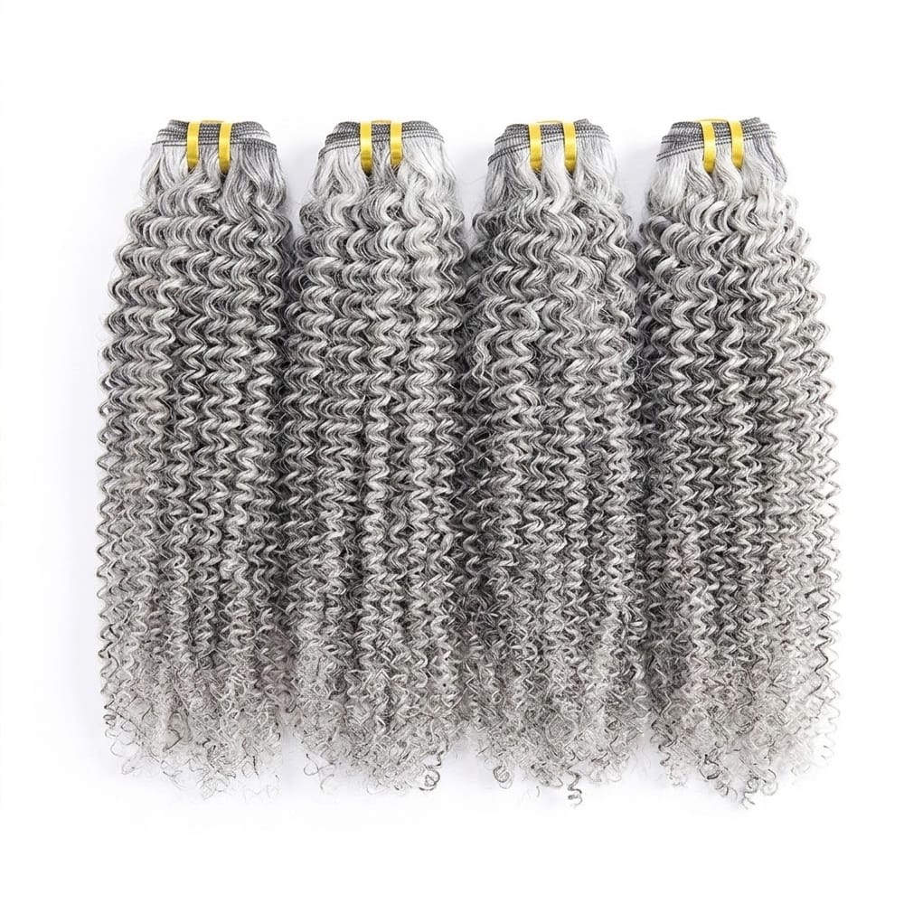 Kinky Curly Luxury Natural Hair Weft – 100% Virgin Human Hair / Wig Charcoal Grey LINKTOWIG