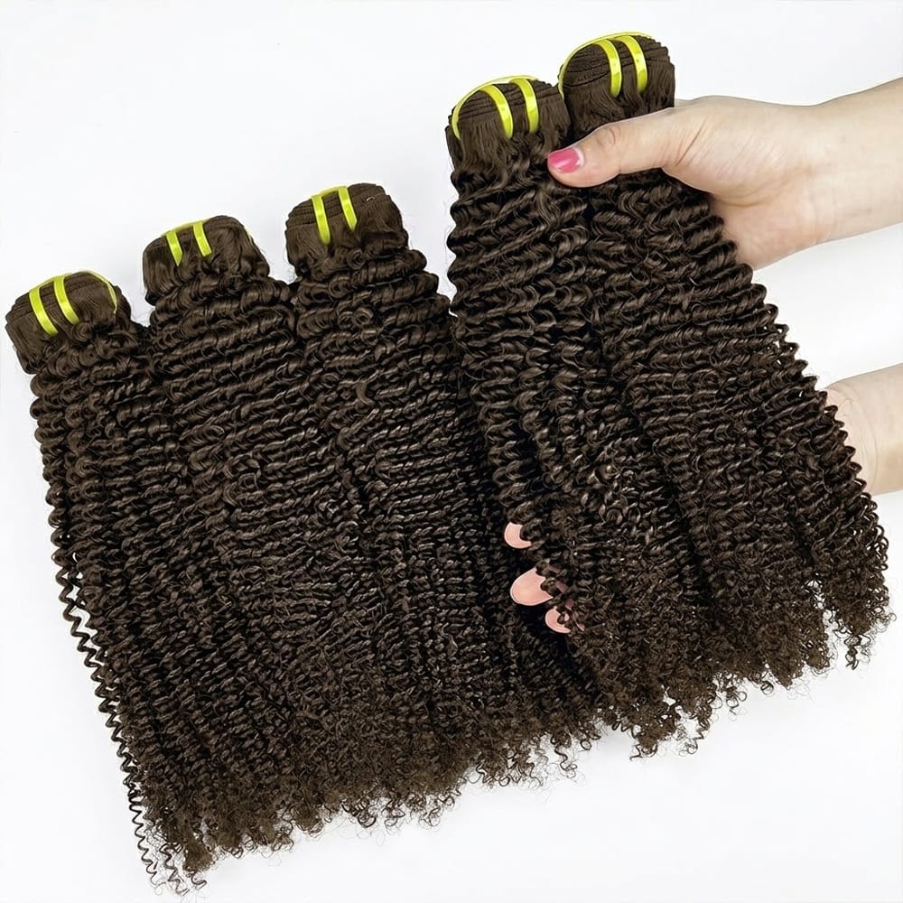 Kinky Curly Luxury Natural Hair Weft – 100% Virgin Human Hair / Wig Chocolate Brown LINKTOWIG