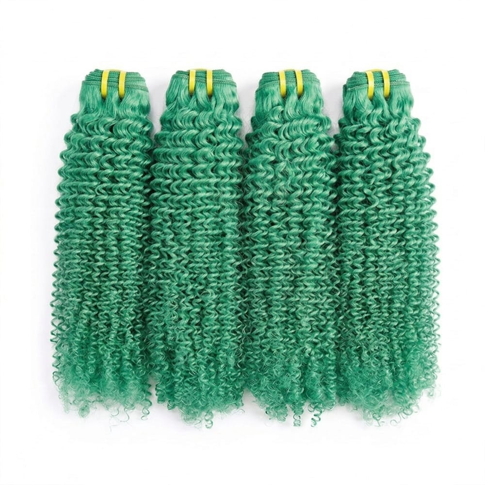 Kinky Curly Luxury Natural Hair Weft – 100% Virgin Human Hair / Wig Dark Emerald Green LINKTOWIG