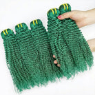 Kinky Curly Luxury Natural Hair Weft – 100% Virgin Human Hair / Wig Dark Emerald Green LINKTOWIG
