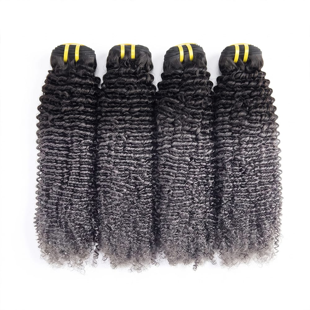 Kinky Curly Luxury Natural Hair Weft – 100% Virgin Human Hair / Wig Dark Roots LINKTOWIG