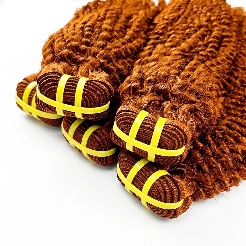 Kinky Curly Luxury Natural Hair Weft – 100% Virgin Human Hair / Wig Ginger Orange LINKTOWIG