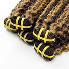 Kinky Curly Luxury Natural Hair Weft – 100% Virgin Human Hair / Wig Honey Blonde Highlights LINKTOWIG