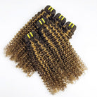 Kinky Curly Luxury Natural Hair Weft – 100% Virgin Human Hair / Wig Honey Blonde Highlights LINKTOWIG