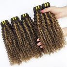 Kinky Curly Luxury Natural Hair Weft – 100% Virgin Human Hair / Wig Honey Blonde Highlights LINKTOWIG