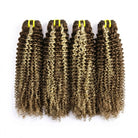 Kinky Curly Luxury Natural Hair Weft – 100% Virgin Human Hair / Wig Honey Blonde Highlights LINKTOWIG