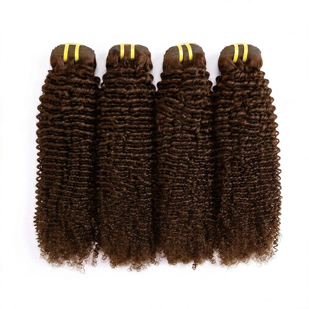 Kinky Curly Luxury Natural Hair Weft – 100% Virgin Human Hair / Wig Honey Brown LINKTOWIG
