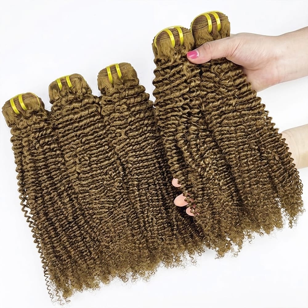 Kinky Curly Luxury Natural Hair Weft – 100% Virgin Human Hair / Wig Medium Chestnut Brown LINKTOWIG