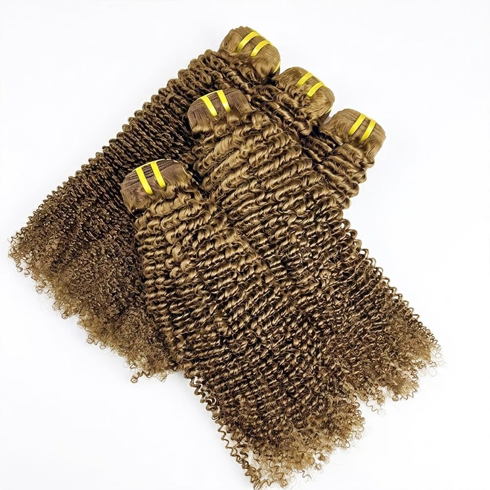 Kinky Curly Luxury Natural Hair Weft – 100% Virgin Human Hair / Wig Medium Chestnut Brown LINKTOWIG