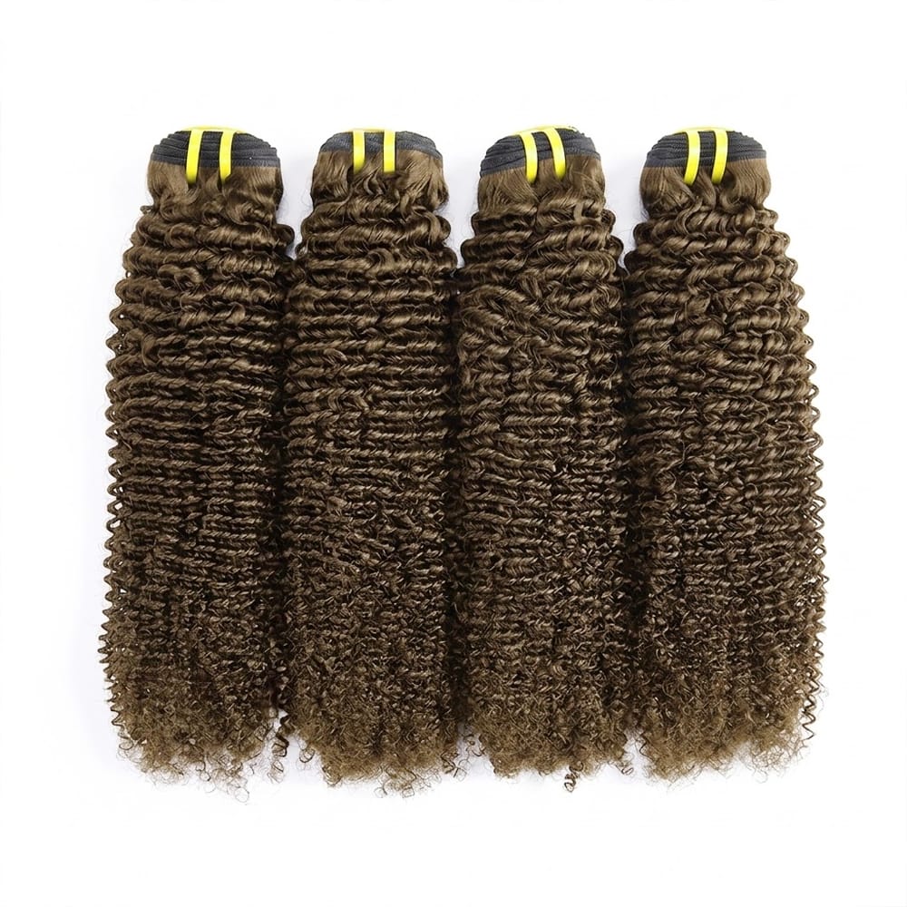 Kinky Curly Luxury Natural Hair Weft – 100% Virgin Human Hair / Wig Medium Chestnut Brown LINKTOWIG