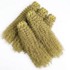 Kinky Curly Luxury Natural Hair Weft – 100% Virgin Human Hair / Wig Olive Green Blonde LINKTOWIG