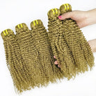 Kinky Curly Luxury Natural Hair Weft – 100% Virgin Human Hair / Wig Olive Green Blonde LINKTOWIG