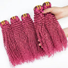 Kinky Curly Luxury Natural Hair Weft – 100% Virgin Human Hair / Wig pink LINKTOWIG