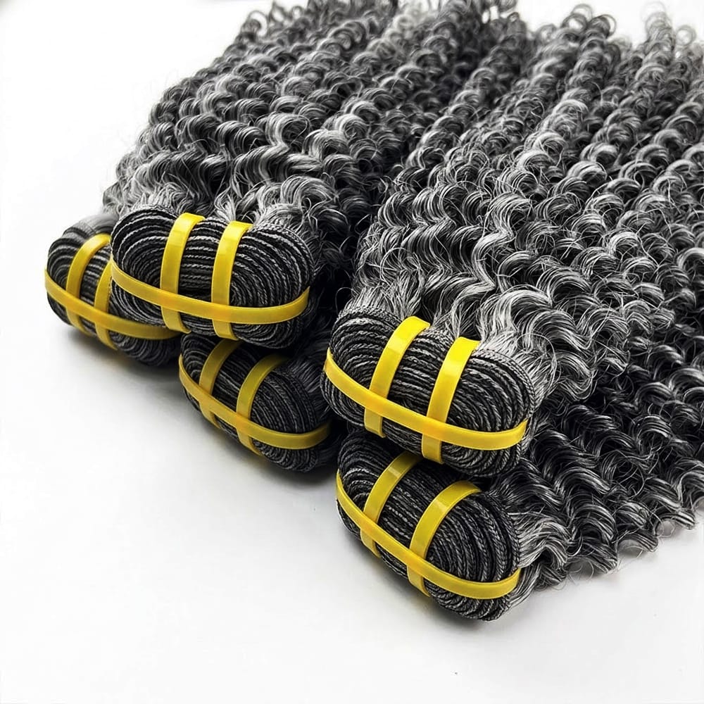 Kinky Curly Luxury Natural Hair Weft – 100% Virgin Human Hair / Wig Silver Grey LINKTOWIG