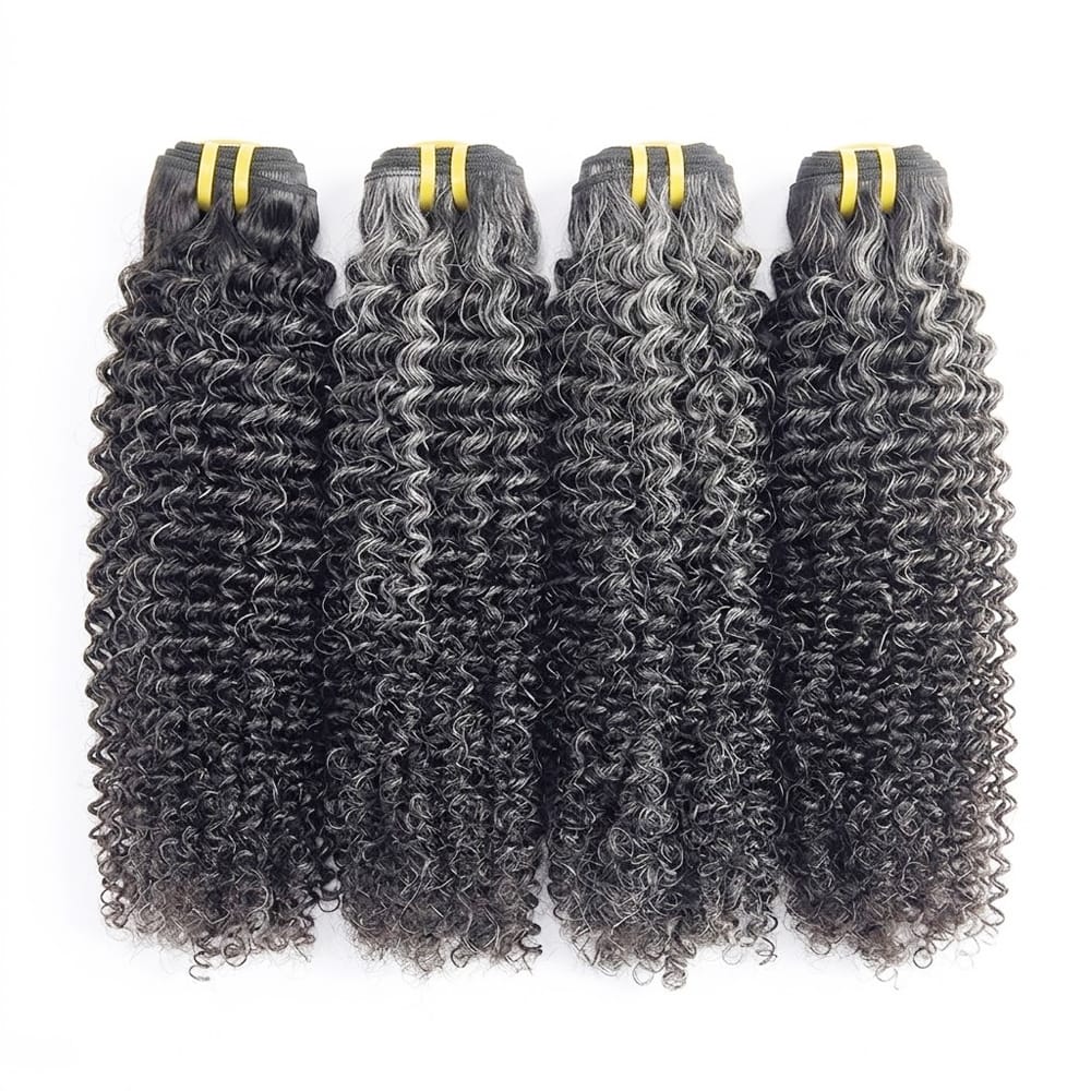 Kinky Curly Luxury Natural Hair Weft – 100% Virgin Human Hair / Wig Silver Grey LINKTOWIG
