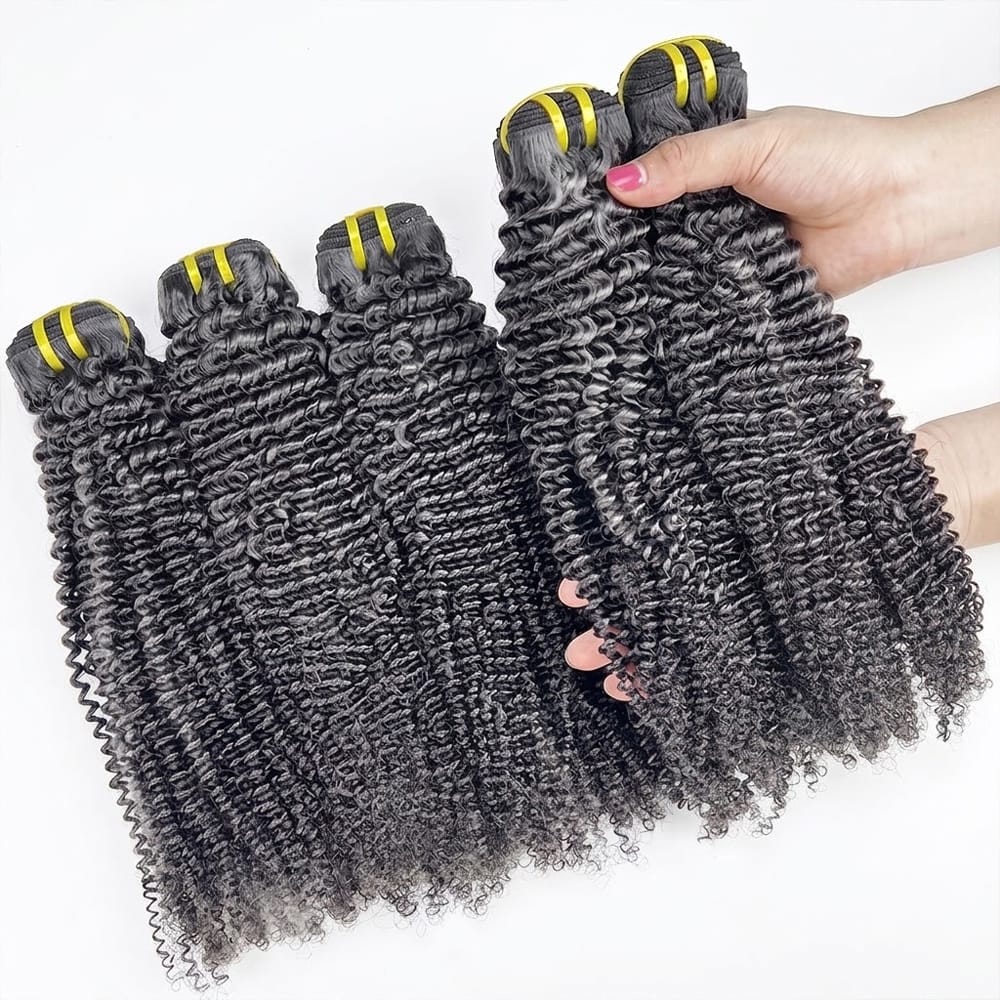 Kinky Curly Luxury Natural Hair Weft – 100% Virgin Human Hair / Wig Silver Grey LINKTOWIG