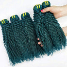 Kinky Curly Luxury Natural Hair Weft – 100% Virgin Human Hair / Wig Teal Green LINKTOWIG