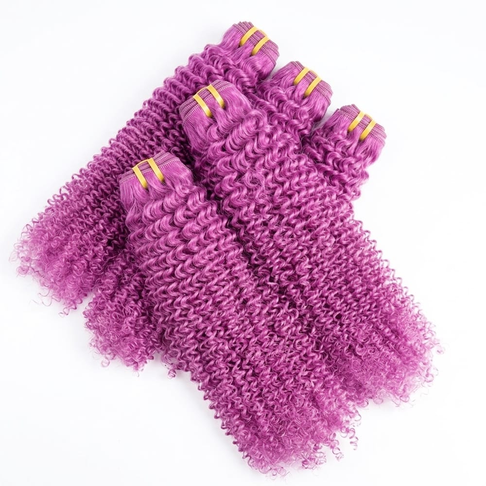 Kinky Curly Luxury Natural Hair Weft – 100% Virgin Human Hair / Wig Violet Purple LINKTOWIG