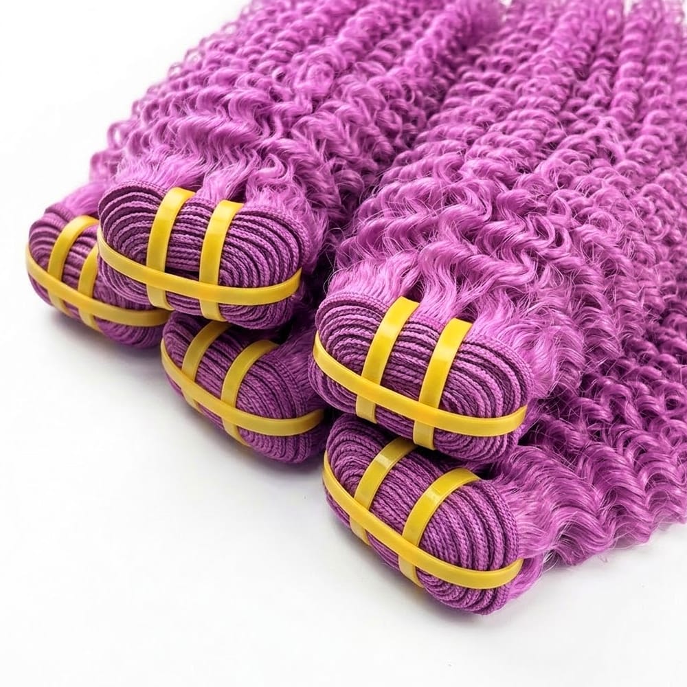 Kinky Curly Luxury Natural Hair Weft – 100% Virgin Human Hair / Wig Violet Purple LINKTOWIG