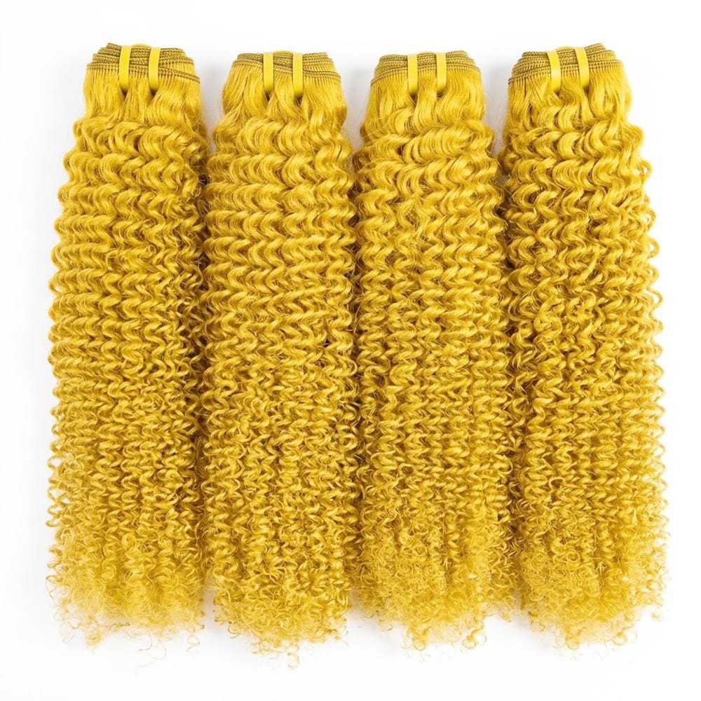 Kinky Curly Luxury Natural Hair Weft – 100% Virgin Human Hair / Wig Yellow LINKTOWIG