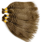 Kinky Stragiht 100% Raw Virgin  Human Hair Bundles - (No Weft) Bulk Hair / Ash Brown LINKTOWIG