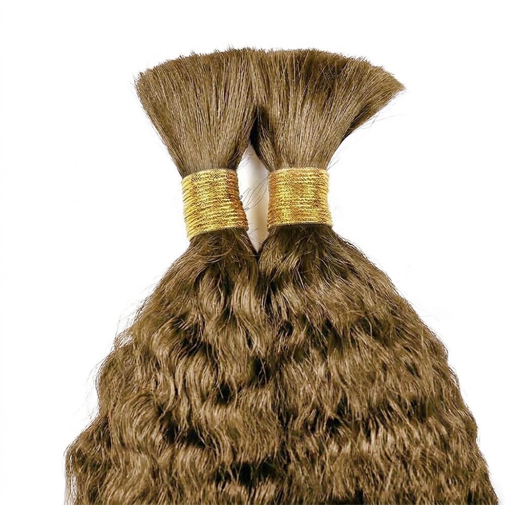 Kinky Stragiht 100% Raw Virgin  Human Hair Bundles - (No Weft) Bulk Hair / Ash Brown LINKTOWIG