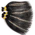 Kinky Stragiht 100% Raw Virgin  Human Hair Bundles - (No Weft) Bulk Hair / Black and grey blended highlights LINKTOWIG