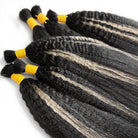 Kinky Stragiht 100% Raw Virgin  Human Hair Bundles - (No Weft) Bulk Hair / Black and grey blended highlights LINKTOWIG
