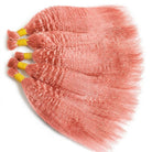 Kinky Stragiht 100% Raw Virgin  Human Hair Bundles - (No Weft) Bulk Hair / Bubblegum Pink LINKTOWIG
