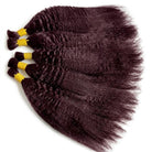 Kinky Stragiht 100% Raw Virgin  Human Hair Bundles - (No Weft) Bulk Hair / Burgundy LINKTOWIG