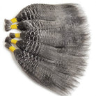 Kinky Stragiht 100% Raw Virgin  Human Hair Bundles - (No Weft) Bulk Hair / Charcoal Grey LINKTOWIG