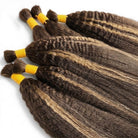Kinky Stragiht 100% Raw Virgin  Human Hair Bundles - (No Weft) Bulk Hair / Chocolate Brown LINKTOWIG