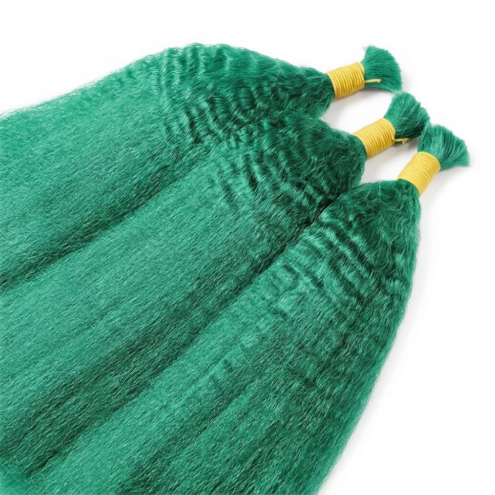 Kinky Stragiht 100% Raw Virgin  Human Hair Bundles - (No Weft) Bulk Hair / Dark Emerald Green LINKTOWIG