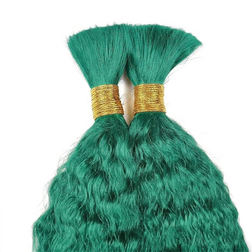 Kinky Stragiht 100% Raw Virgin  Human Hair Bundles - (No Weft) Bulk Hair / Dark Emerald Green LINKTOWIG