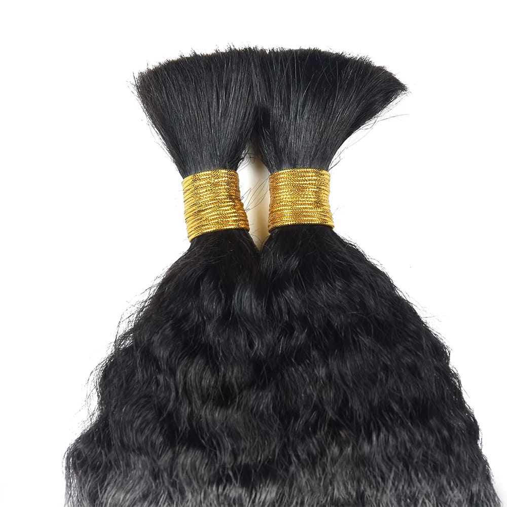 Kinky Stragiht 100% Raw Virgin  Human Hair Bundles - (No Weft) Bulk Hair / Dark Roots LINKTOWIG