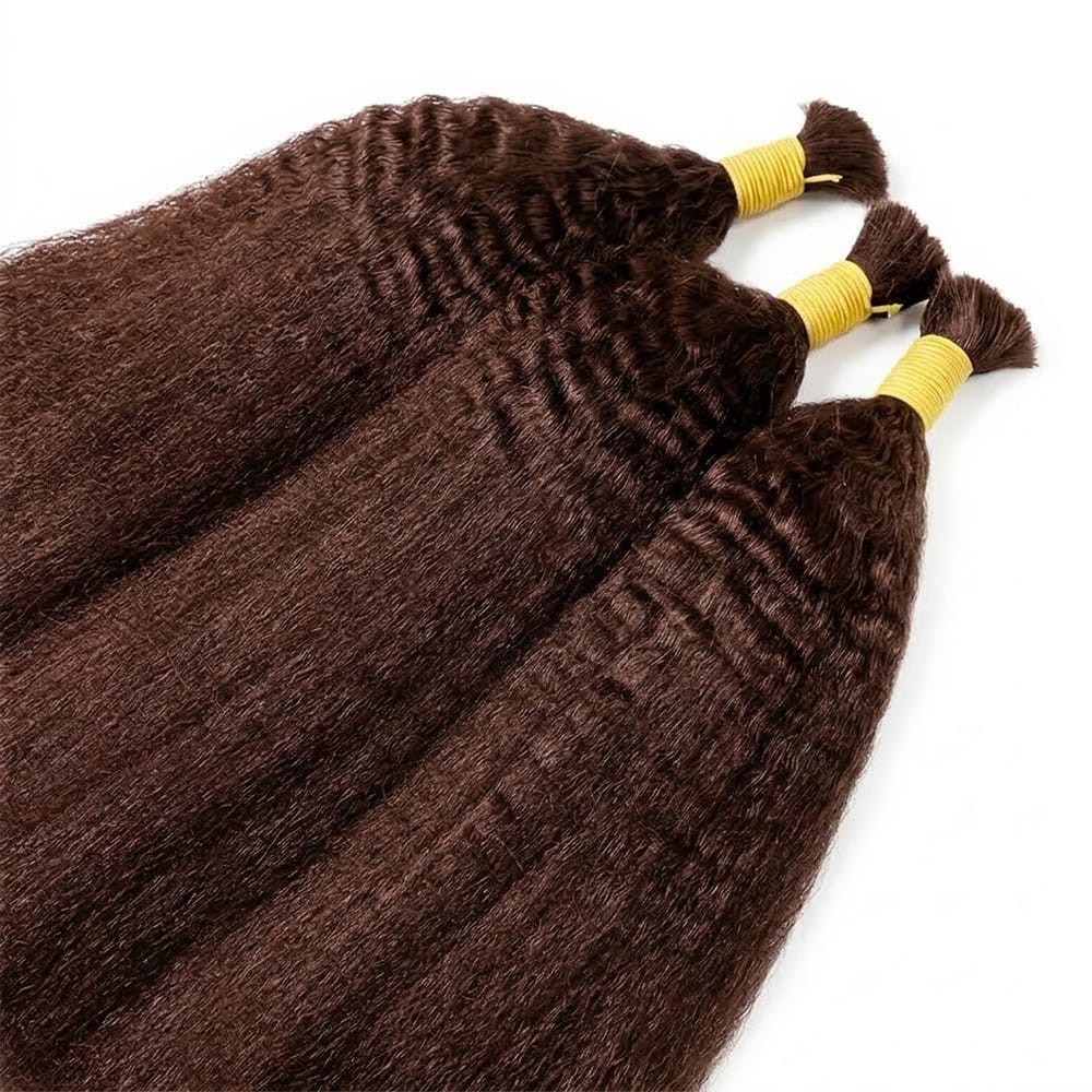 Kinky Stragiht 100% Raw Virgin  Human Hair Bundles - (No Weft) Bulk Hair / Espresso Brown LINKTOWIG