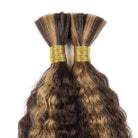 Kinky Stragiht 100% Raw Virgin  Human Hair Bundles - (No Weft) Bulk Hair / Honey Blonde Highlights LINKTOWIG