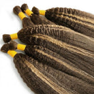 Kinky Stragiht 100% Raw Virgin  Human Hair Bundles - (No Weft) Bulk Hair / Honey Brown LINKTOWIG