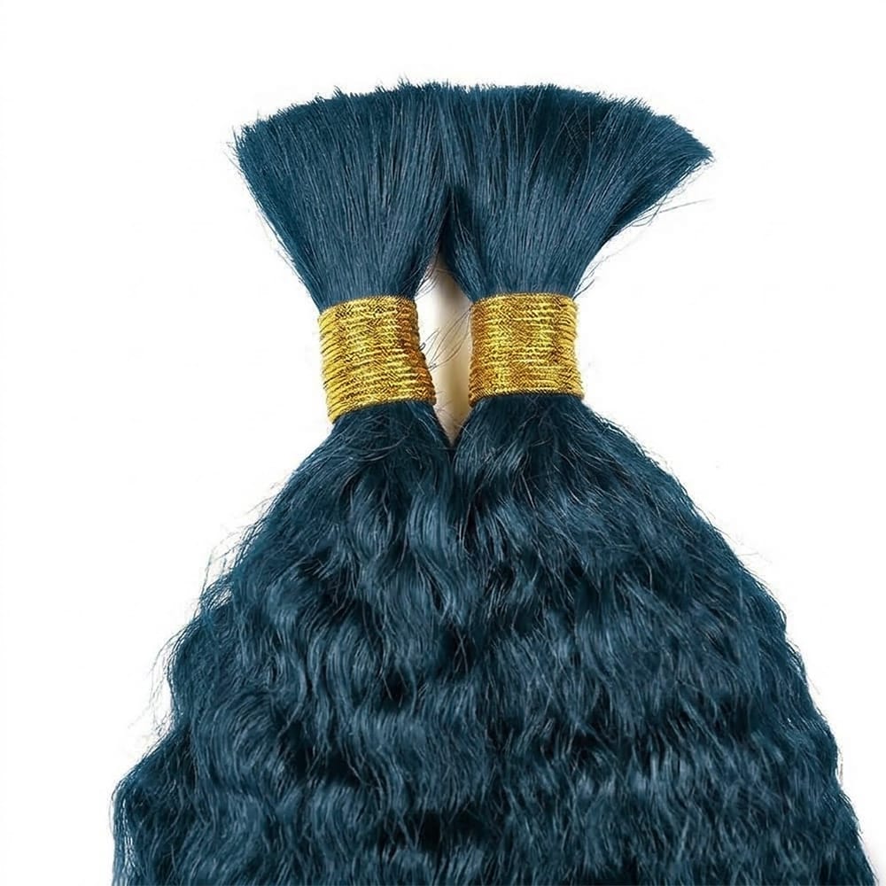 Kinky Stragiht 100% Raw Virgin  Human Hair Bundles - (No Weft) Bulk Hair / Midnight Blue LINKTOWIG