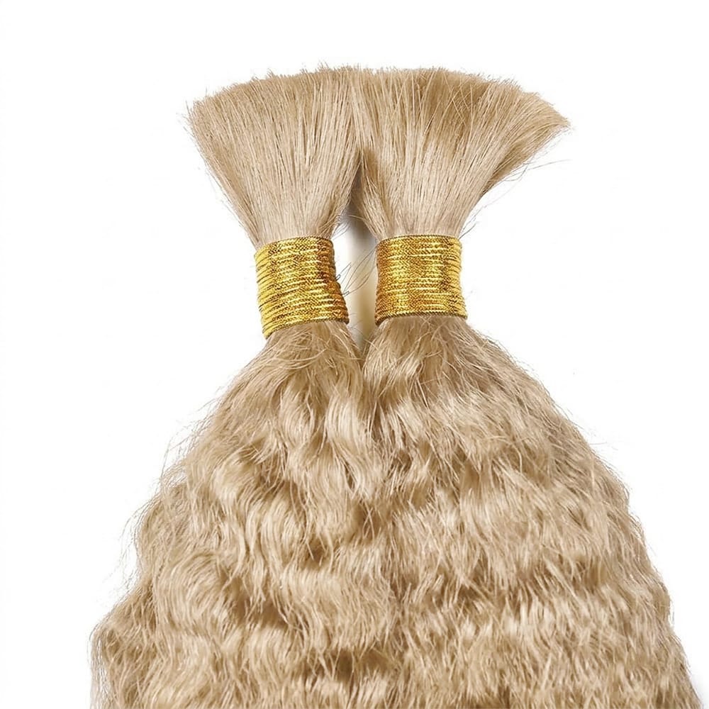 Kinky Stragiht 100% Raw Virgin  Human Hair Bundles - (No Weft) Bulk Hair / Platinum Blonde LINKTOWIG