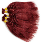 Kinky Stragiht 100% Raw Virgin  Human Hair Bundles - (No Weft) Bulk Hair / Ruby Red LINKTOWIG