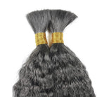 Kinky Stragiht 100% Raw Virgin  Human Hair Bundles - (No Weft) Bulk Hair / Silver Grey LINKTOWIG