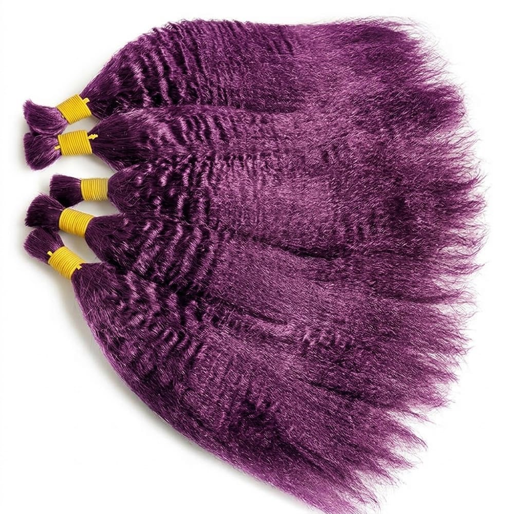 Kinky Stragiht 100% Raw Virgin  Human Hair Bundles - (No Weft) Bulk Hair / Violet Purple LINKTOWIG