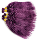 Kinky Stragiht 100% Raw Virgin  Human Hair Bundles - (No Weft) Bulk Hair / Violet Purple LINKTOWIG