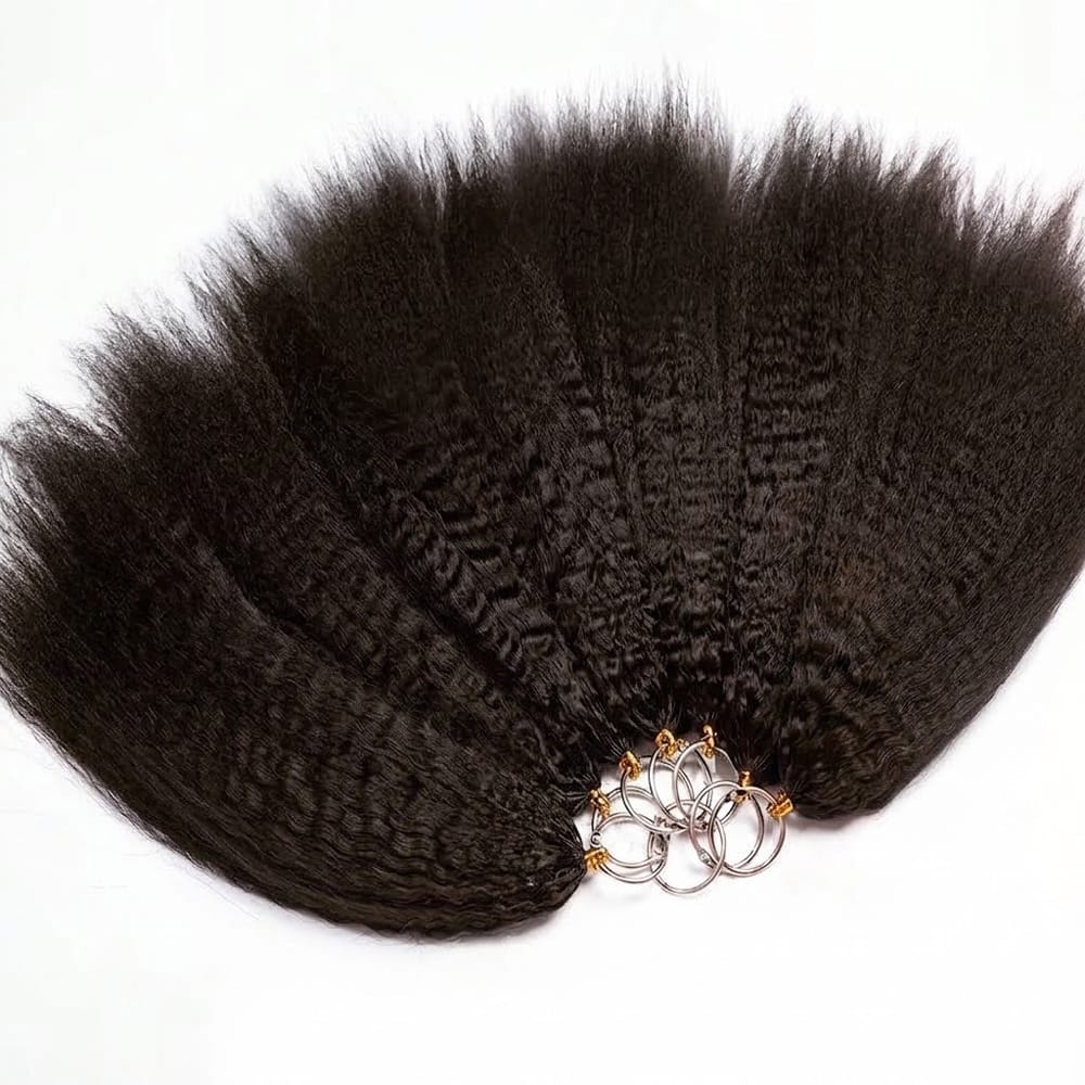 Kinky Stragiht Hair Bundles / Feather Hair Extensions — 100% Virgin Human Hair / aramel Balayage Highlights LINKTOWIG